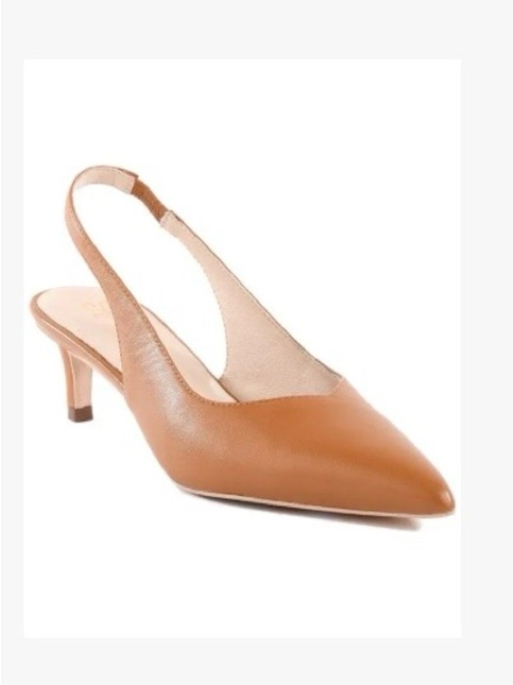 Seychelles Wyatt Slingback Kitten 2”H Heels Pump Leather pointed toe Brown Sz 6
